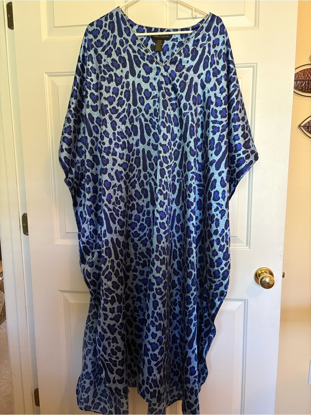 Blue Leopard-Print Caftan + Chartreuse print Caftan. 2 FOR 1